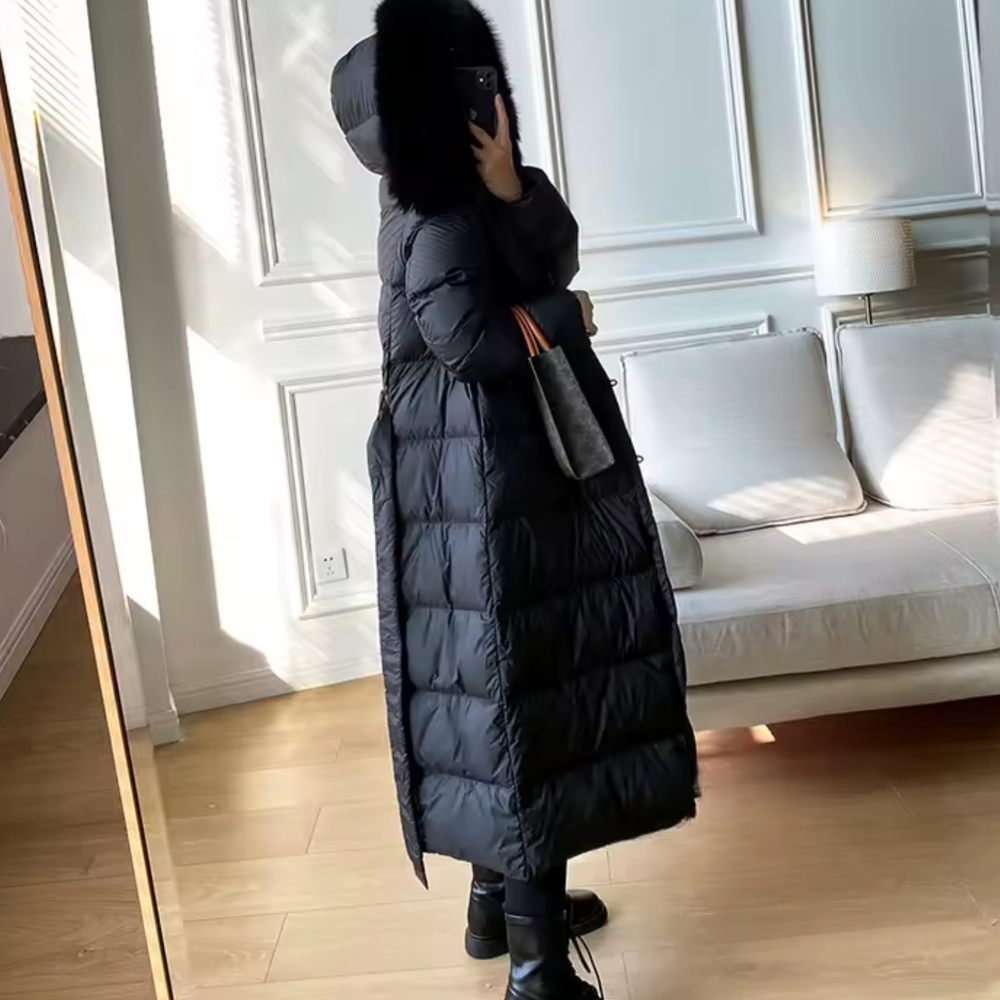 Real Fur Jacket 2025 Winter Women White Duck Down Jackets Ultra Light Warm - Picture 7 of 8
